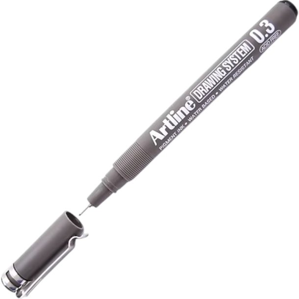Artline 233 fineliner drawing pen - 0,3mm sort teknisk tegnepen