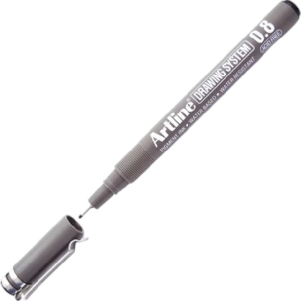 Artline 238 fineliner drawing pen - 0,8mm sort teknisk tegnepen