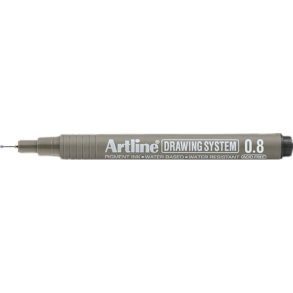 Artline 238 fineliner drawing pen - 0,8mm sort teknisk tegnepen