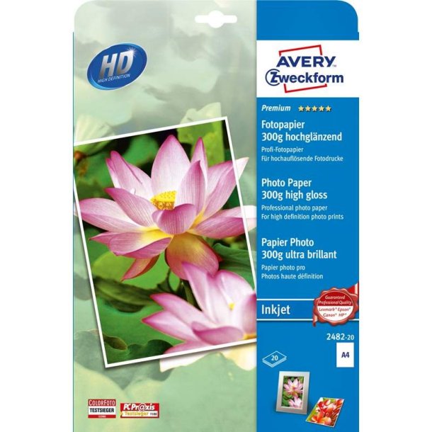 Avery Fotopapir - A4 - glossy - inkjet - 300g - 20 ark