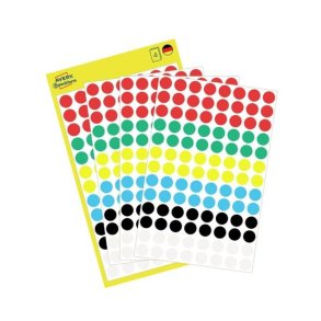 Avery 3090 runde selvklbende etiketter p ark - 8 mm - 416 perm. farvet etiketter