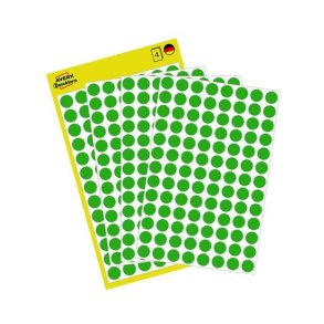Avery 3592 runde selvklbende etiketter p ark - 8 mm - 416 perm. grnne etiketter