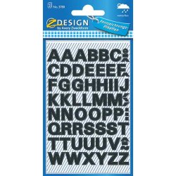 Avery bogstaver - A-Z - Selvklbende - 9,5mm - vejrbestandige - sort - 2 ark - i alt 130 stickers