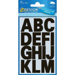 Avery bogstaver - A-Z - selvklbende - 25mm - sort - 2 ark - 30 stickers