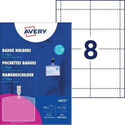 Avery Navneskilteholder - m/klips - 60x90 mm - 25 stk.