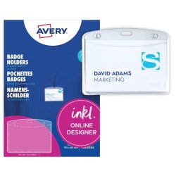 Avery Navneskilteholder - m/indstik - 60x90 mm - 20 stk. + 24 indstik