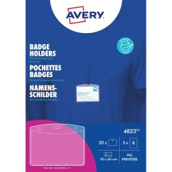 Avery Navneskilteholder - m/indstik - 60x90 mm - 20 stk. + 24 indstik