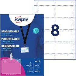 Avery Navneskiltlomme - m/n�glesnor - 60x90 mm - 10 s�t