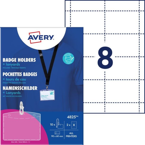 Avery Navneskiltlomme - m/n�glesnor - 60x90 mm - 10 s�t
