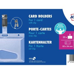Avery Kortholder - til 1 ID-kort - m/klips - 54x85 mm - 25 stk.