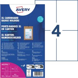 Avery Navneskilteholder - karton - XL 105x148 mm - 50 stk.