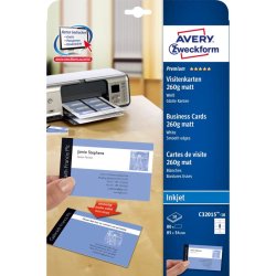 Avery Visitkort - mat - 260g - 85x54 - Inkjet - 80 stk.