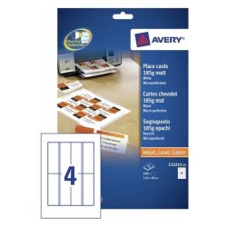 Avery Bordkort - 185g - 110x40 mm - hvid - 200 stk.