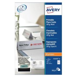 Avery Bordkort - 185g - 110x40 mm - hvid - 200 stk.