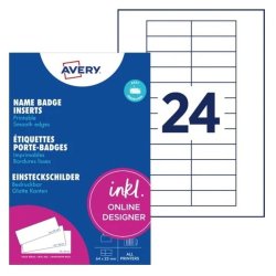 Avery Navneskilte-indstik - Badgepoint 20 - 64x22 mm - 240 stk.
