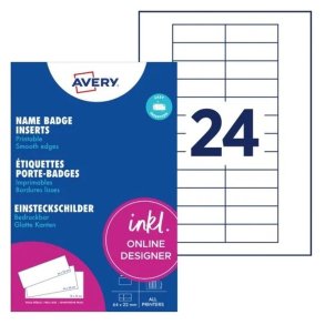 Avery Navneskilte-indstik - Badgepoint 20 - 64x22 mm - 240 stk.