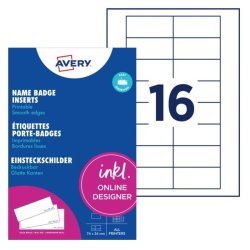 Avery Navneskilte-indstik - Badgepoint 35 - 74x34 mm - 160 stk.