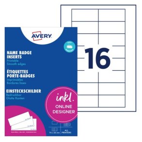 Avery Navneskilte-indstik - Badgepoint 35 - 74x34 mm - 160 stk.