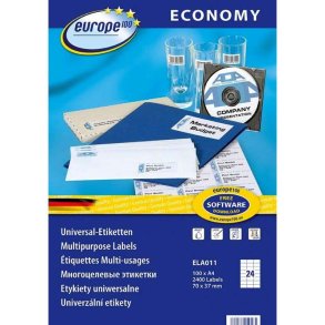 Avery etiketter - hvide p 4A - 70,0mmx37,1mm - 2400 etiketter - Europe 100 universal