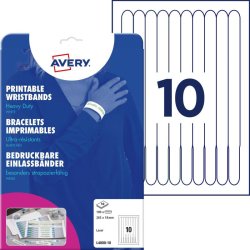 Avery Festivalarmb�nd - printbar - hvid - 265x18 mm - 100 stk.