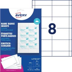 Avery Navneskilte-indstik - 60x90 mm - 160 stk.