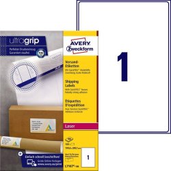 Avery adresseetiketter - p A4 ark - 199,6mmx289,1mm - 100 etiketter - Quickpeel + Ultragrib