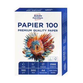 Avery kopipapir - A4 - Bright hvid -100g - FSC - 500 ark pr. pakke