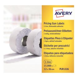 Avery prism�rker aftagelige - 26x12mm - 10 ruller med 1500 hvide