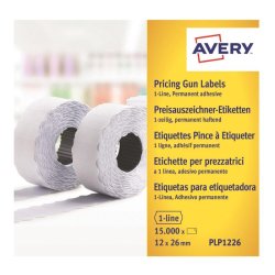 Avery prism�rker permanent - 26x12mm - 10 ruller med 1500 hvide