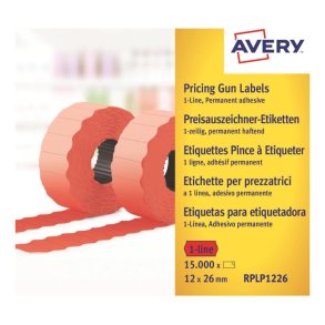 Avery prism�rker permanent - 26x12mm - 10 ruller med 1500 r�de