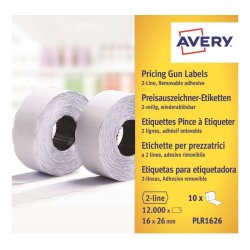Avery prism�rker permanent - 26x16mm - 10 ruller med 1200 hvide