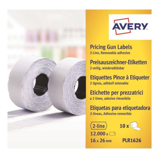 Avery prism�rker permanent - 26x16mm - 10 ruller med 1200 hvide
