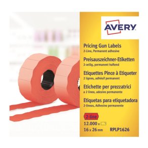 Avery prism�rker permanent - 26x16mm - 10 ruller med 1200 r�de