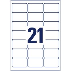 Avery etiketter - hvide p A4 - 63,5mmx38,1mm - 630 etiketter - aftagelige og flytbare