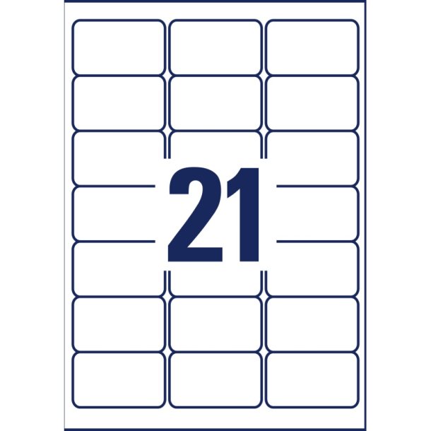 Avery etiketter - hvide p A4 - 63,5mmx38,1mm - 630 etiketter - aftagelige og flytbare