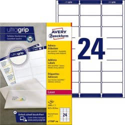 Avery adresseetiketter - p A4 ark - 63,5mmx33,9mm - 2400 etiketter - Permanente QP+UG