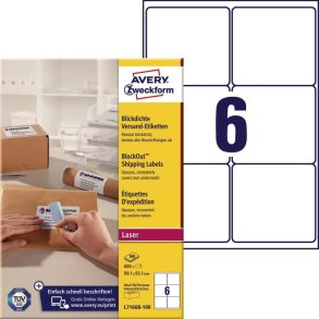 Avery Adresseetiketter - p A4 ark - 99,1mmx93,1mm - 600 etiketter - Permanente BlockOut