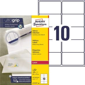 Avery Adresseetiketter - p A4 ark - 99,1mmx57,0mm - 1000 etiketter - Permanente QP+UG