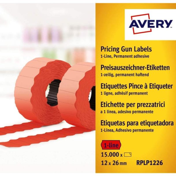 Avery Labels - 26x12 - G2 - fluor - rd - 10 ruller