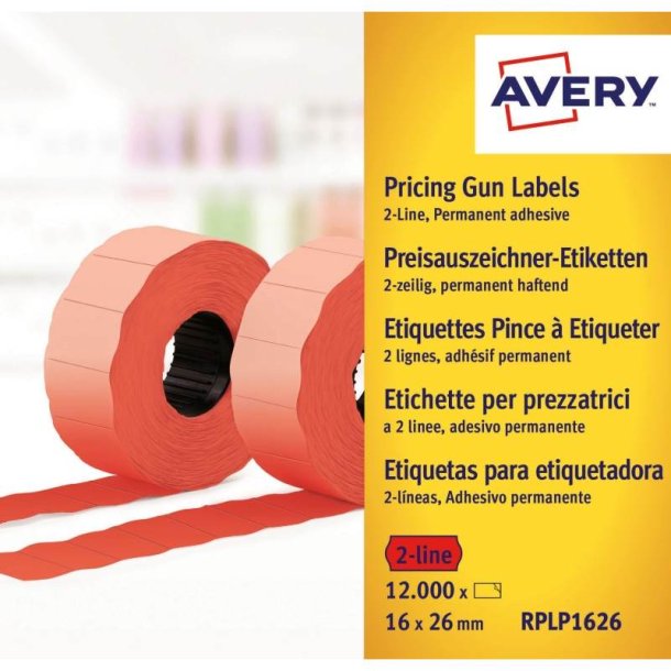 Avery Labels - 26x16 - G2 - fluor - rd - 10 ruller