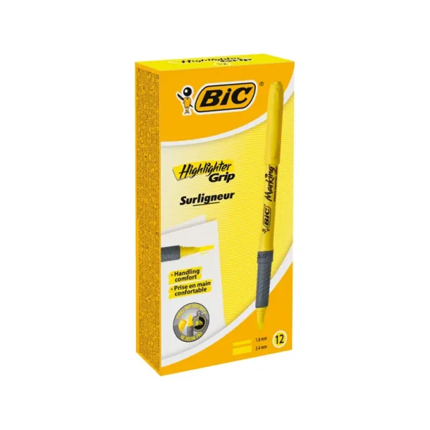 BIC overstregningspen - Brite - Liner - Grip - gul