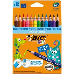 Bic Kids Evolution Triangle Jumbo Farveblyant - 12 stk.