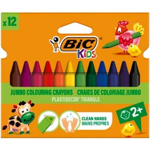 Bic Kids Plastidecor Triangle Jumbo Farvekridt - 12 stk.