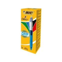 BIC Kuglepen - Grip - 4 farver - sort, rd, bl og grn