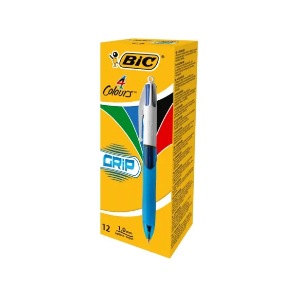 BIC Kuglepen - Grip - 4 farver - sort, rd, bl og grn