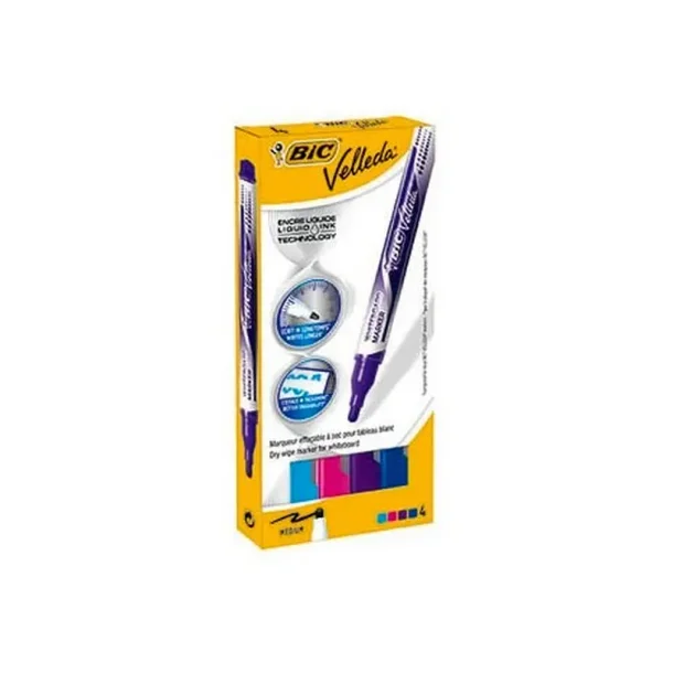 BIC Whiteboardmarker - Velleda - Fashion - pakke med 4 farver