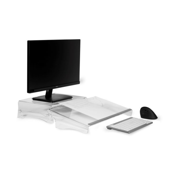 BakkerElkhuizen Q-riser 110 monitor stand - 10-30" - hjdejusterbar - Transparent bredygtigt akryl