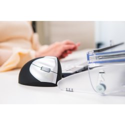 BakkerElkhuizen HandShake VS4 - vertikal ergonomisk mus - Trdls - hjre hnd - sort/slv