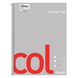 Bantex kollegieblok - A4 ulinieret - Blanke sider uden huller - 70 arks blok med spiralryg