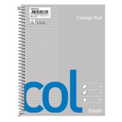 Bantex Kollegieblok - A5 ternet - Kvadreret sider med 2 huller - 70 arks blok med spiralryg